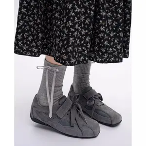 Forest Ballet Training Shoes for Women with Velcro New Casual Forrest Gump Shoes Flat Square Toe Single Shoes