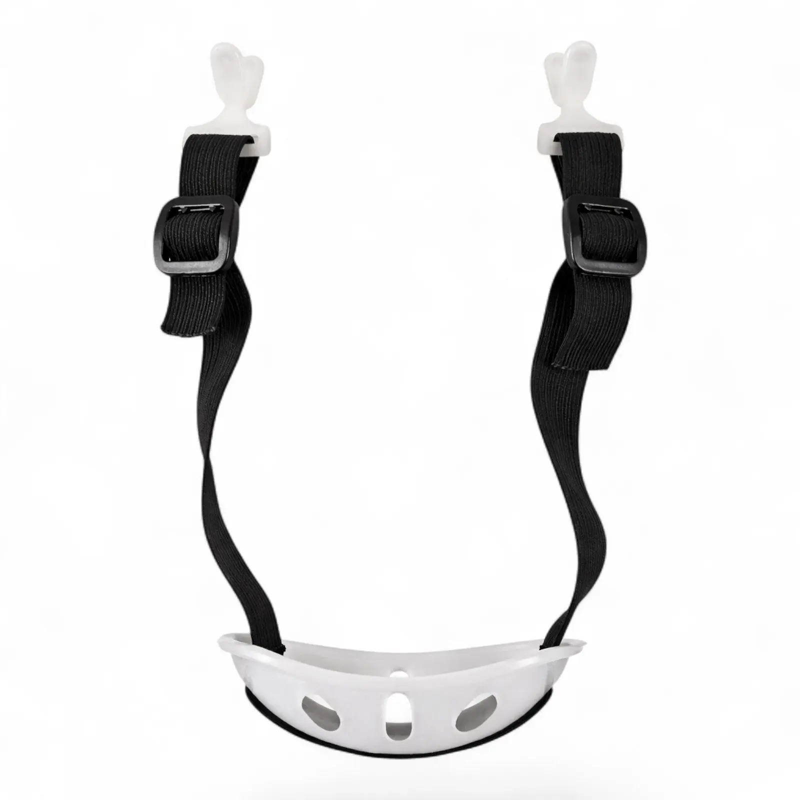 Adjustable Universal Hard Hat Chin Strap with Buckle, Dual Adjusters, Black Elastic Strap, Chin Cup, for Jobsites & Utility Work, Secure Fit
