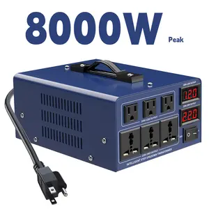 8000W Voltage Converter 110-130/220-240V Transformer 4000W Continues, Heavy Duty Step Up/Down Power Converter Transformer With 3 US Outlets, 3 Universal Outlets, LCD Display, Useful For Travell and Home