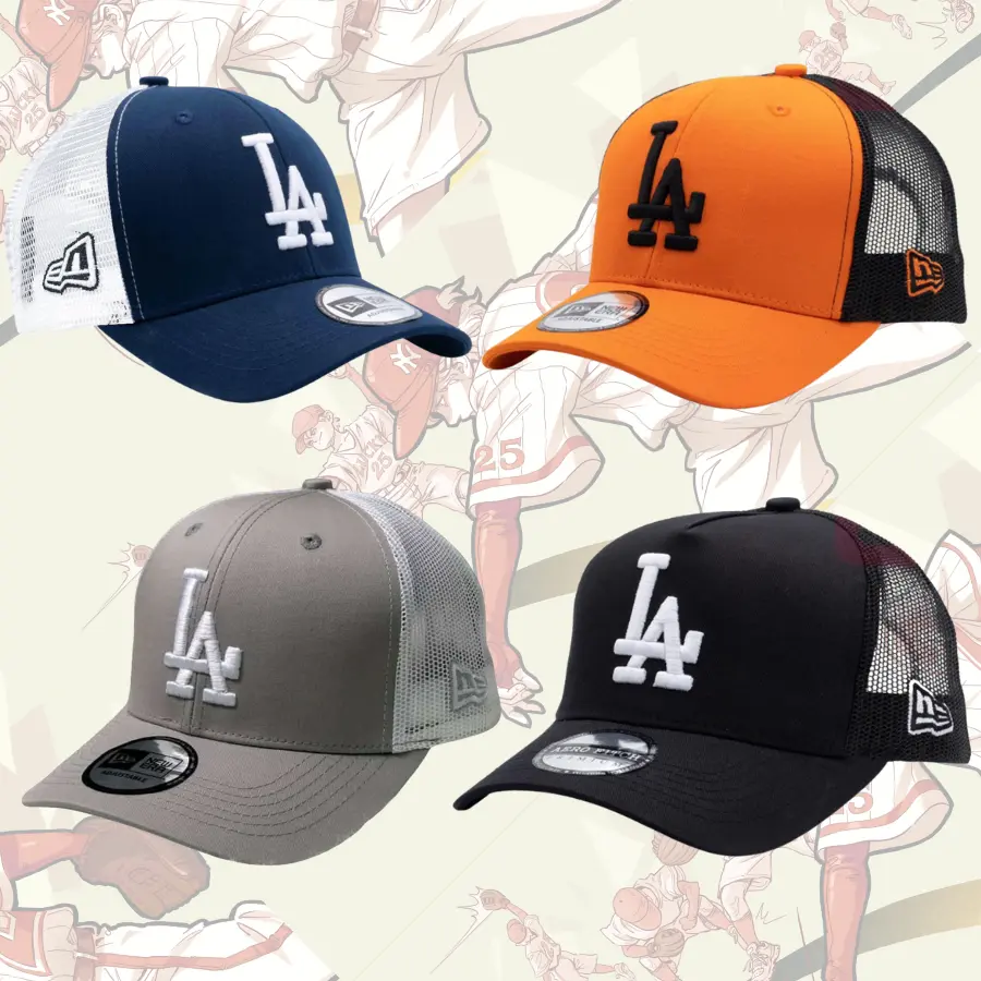 New Era Trucker Cap LA Dodgers NY Yankees Mesh Snapback Hat Adjustable Baseball Cap Breathable Curved Brim Classic Sports Hat Outdoor Casual Streetwear Summer Mesh Hat Unisex Golf Fishing Hiking Running Travel Everyday Wear Gift for Men Women