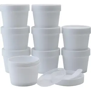 3.4oz/100ml Empty Leakproof Cosmetic Pot Jars，Wide-Mouth Plastic Mask Container with Dome Lids for Beauty Products, DIY Slime Making or Travel Storage MakeUp（White）