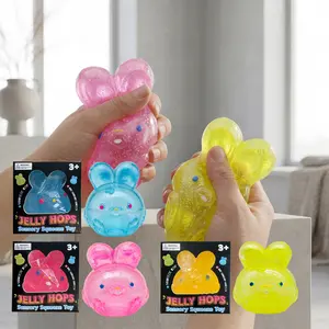 Bunny squishy toys, glitter sensory squeeze stress relief toys for kids and adults, soft Easter basket fillers, cute rabbit fidget toys for boys and girls, toddler party favors, stocking stuffers, goodie bag fillers, classroom prizes