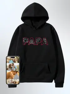 Papa Custom Embroidered Photo Hoodie