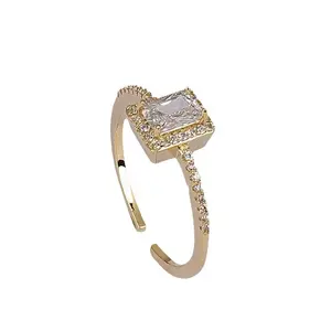 Minimalist Niche INS Style Sugar Cube Square Adjustable Open Ring for the Index Finger