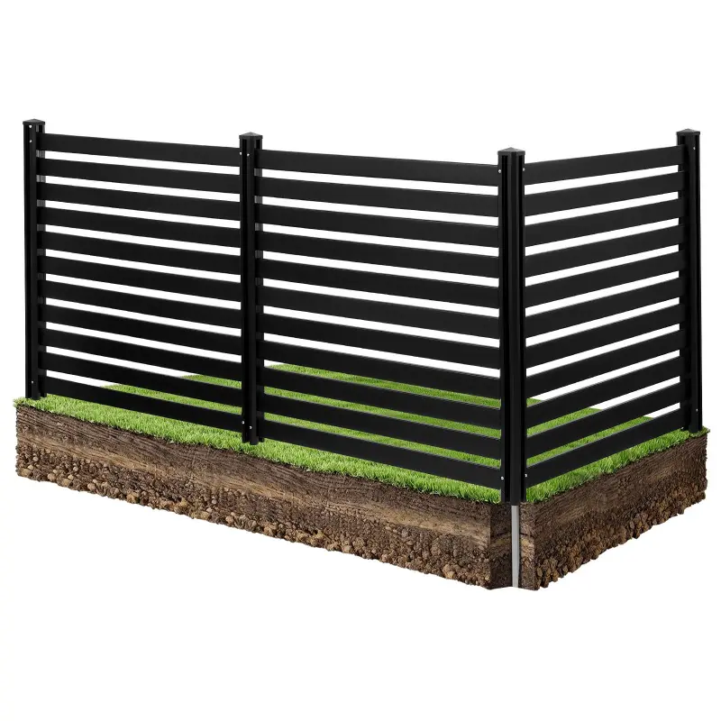 VEVOR 3-Panel Outdoor Privacy Screen, 50x48in Vinyl Lattice Privacy Wall with Ventilation, 27.56in Ground Stakes, HOA Guidelines-Compliant Enclosure for A/C Units, Trash Cans