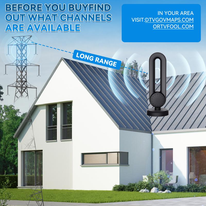 TV Antenna for Smart TV Indoor, Digital Indoor HD Antennas with Strong Magnetic Base, Easy Installation, Long Range Reception for Local Channels