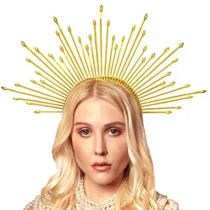 Mary Halo Goddess Crown Headband Golden Halo Headwear Star Headpiece Halloween Costume Hair Accessories