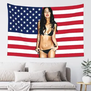3x5ft American Flag Decorative Banner - Durable Flag with Brass Grommets, Black Shimmer Backdrop, Wall Decor Banner for College Dorm, Indoor Outdoor Home Decor