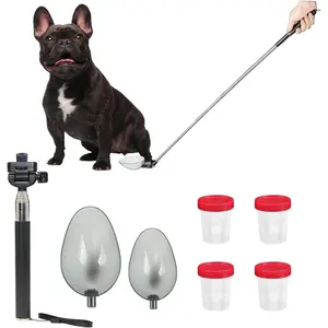 Dog Urine Sample Catcher Telescopic Dog Pee Sample Collector Pet Urine Stick for Small and Large Female Dogs with 4 bottles