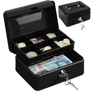 Money Box with Combination Lock, 1 Count Durable Security Lock Box with Money Tray, Money Organizer for Home Office, Perfect for Retailers, Personal Use