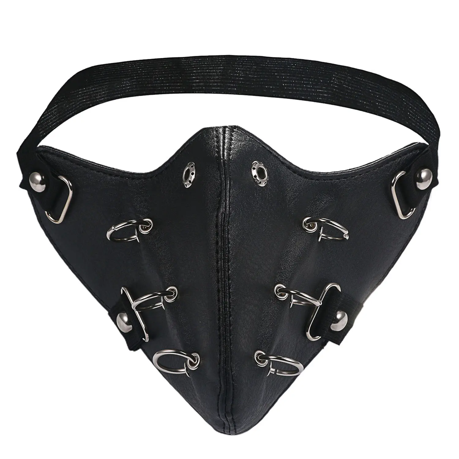 OIDEA Punk O-Ring PU Leather Half Face Mask - Copper-Infused, Adjustable Fit, 25×14cm Laid-Flat Size, Windproof Anti Dust Mask, Adult Male Biker Motorcycle Cycling Face Cover (Festive & Party Supplies Accessory), Motorcycle Mask, Windproof Face Cover