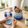 BATELO Soft Elastic Fabric Yarn 2-Pack with 1 Crochet Hook - Soft 95% Poly 5% Spandex Knit Fabric, Hand Wash Only, Fade & Shrink-Resistant, for Knit Enthusiasts' Handcrafts, Home Decor (Blue; Do Not Bleach, Avoid High Water Temperatures)