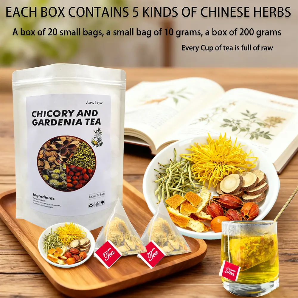 ZOWLOW Gardenia Licorice Chrysanthemum Tea 20/40 Bags Caffeine-Free Slightly Sweet Stress Relief Natural Beverage for Relaxation and Digestion
