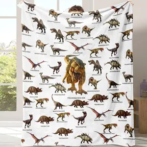 Dinosaur Print Cozy Blanket 1 Count Soft Comfortable Warm Napping Throw Sleeping Bedding Supplies for Home Office Travel