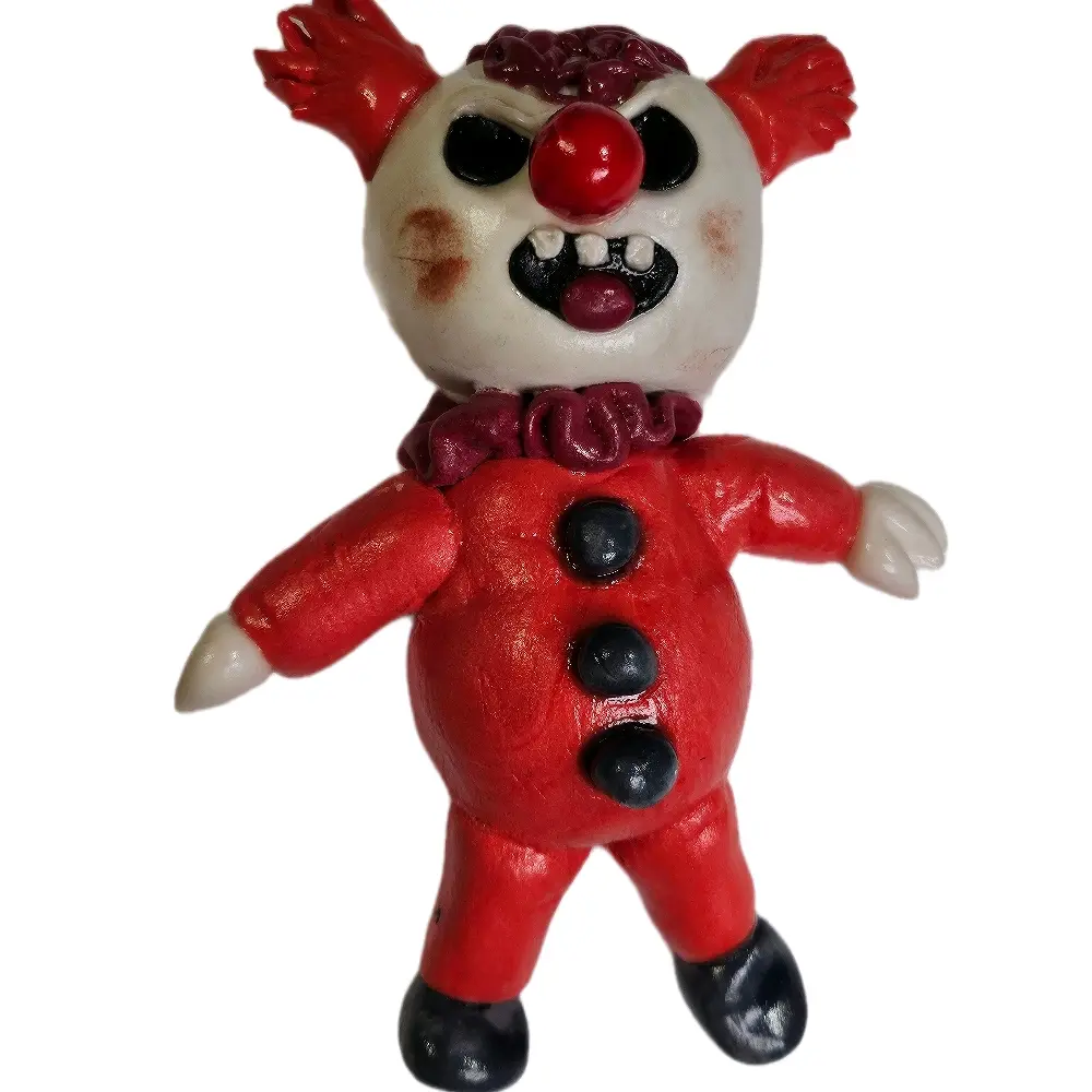 Creepy Cute Larry the Clown - Red and Black Character Figure with Unique Design Features