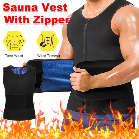 Cattibor Men's Tight Quick-Dry Sauna Vest Shapewear - Breathable Sleeveless Zippered Athletic Top for Gym Workout, Biking