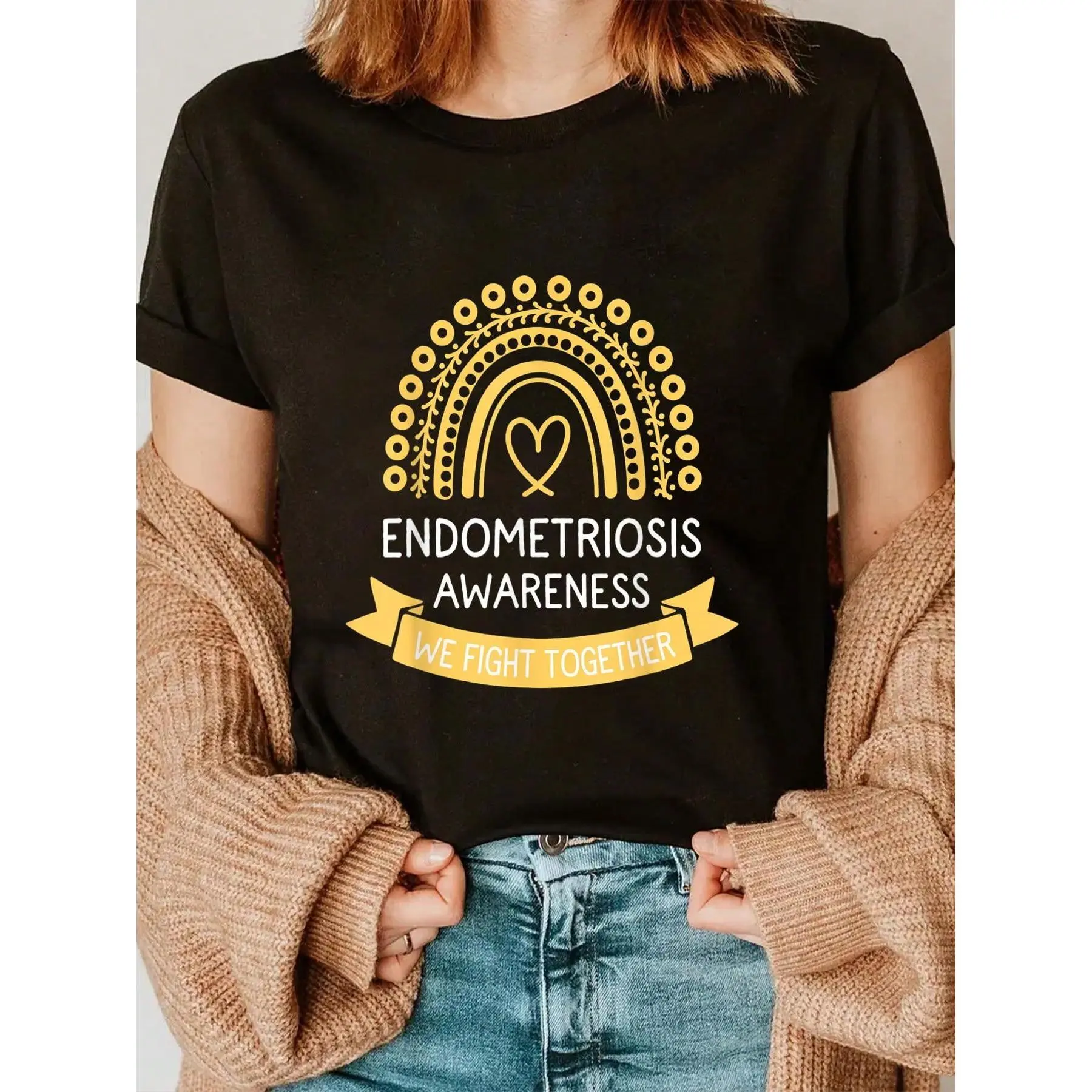 100% Cotton  We Fight Together Endometriosis Awareness T-Shirt