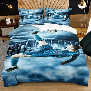 3-Piece Cristiano Ronaldo Print Decorative Bedding Set, Includes 1 Fitted Sheet & 2 Pillowcases, Soft Bedroom Decor for Kids & Adults