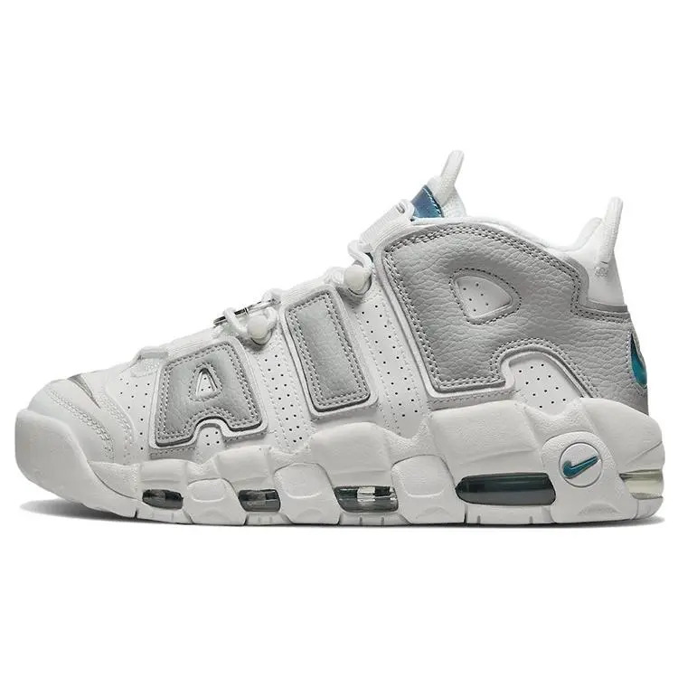 Nike Air More Uptempo Metallic Teal' Retro Cushioned Durable Mid Top Basketball Shoes Grey Women's DR7854-100