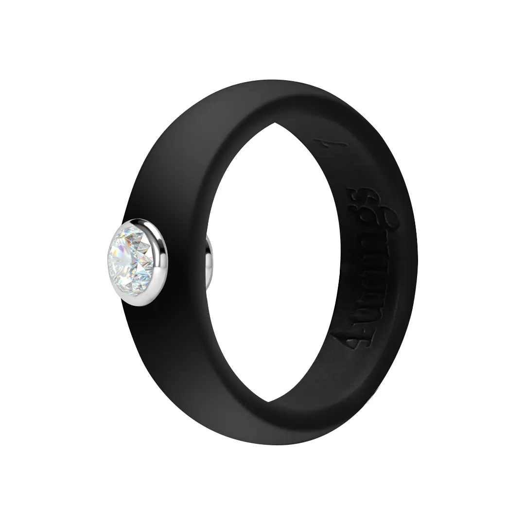 Classic Silicone Wedding Bands for Women, Sparkly Round Engagement Ring with Diamond-Look Rhinestone, Comfortable for Everyday Wear, 5.7mm, Engagement Wedding Rings, Round Ring