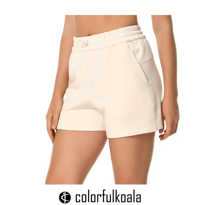 Colorfulkoala Women's High Waisted Mid Rise Modal Jersey Shorts - 4" Inseam, Ultra Soft, 4-Way Stretch, Quick Dry, Pockets, Breathable Casual Gym Lightweight Sports Jersey Lounge Shorts for Relaxed Days