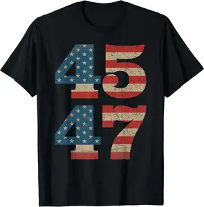 Trump 45 47 Vintage American Flag Retro 4547 T-Shirt