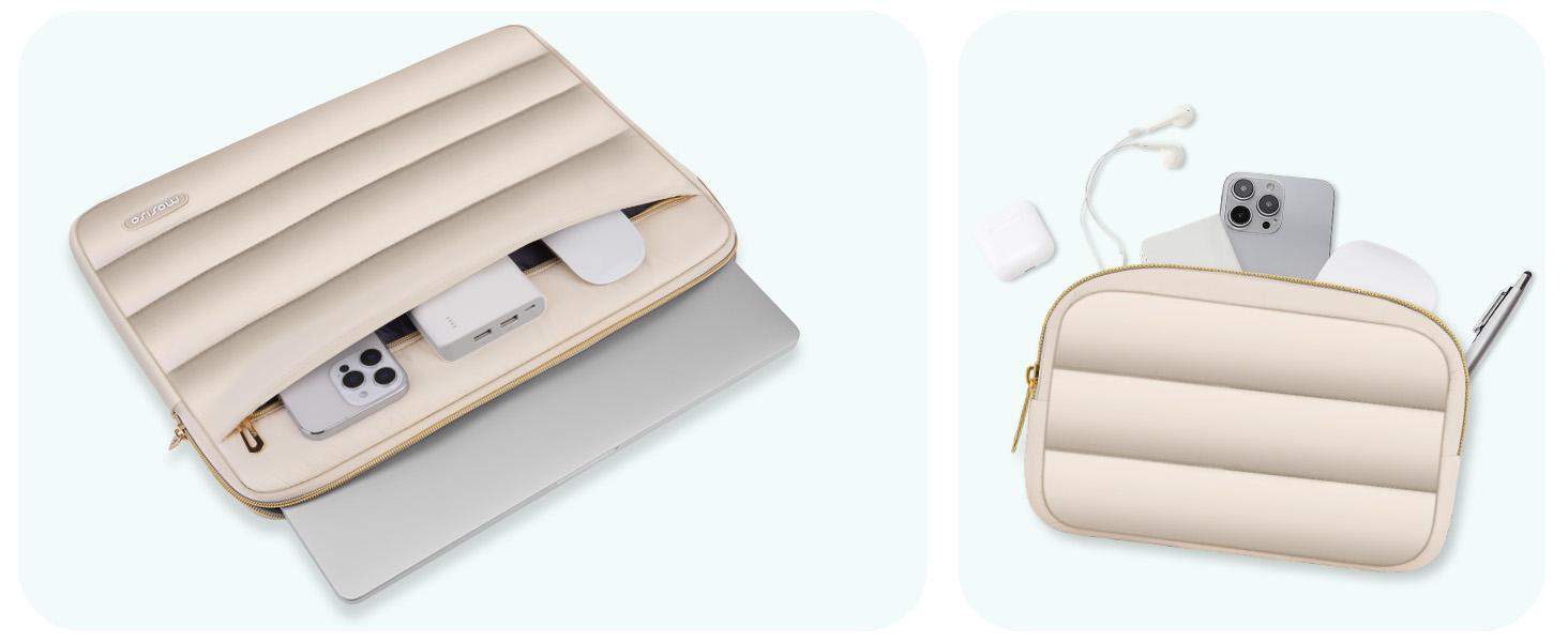 MOSISO Puffy Laptop Sleeve with Small Case, Soft Protective Bag for 13.3-17.3 inch Devices – Slim, Lightweight & Shockproof, Compatible with MacBook/HP/Dell/ASUS, Ideal for Work, Commute, Travel, School & Daily Use