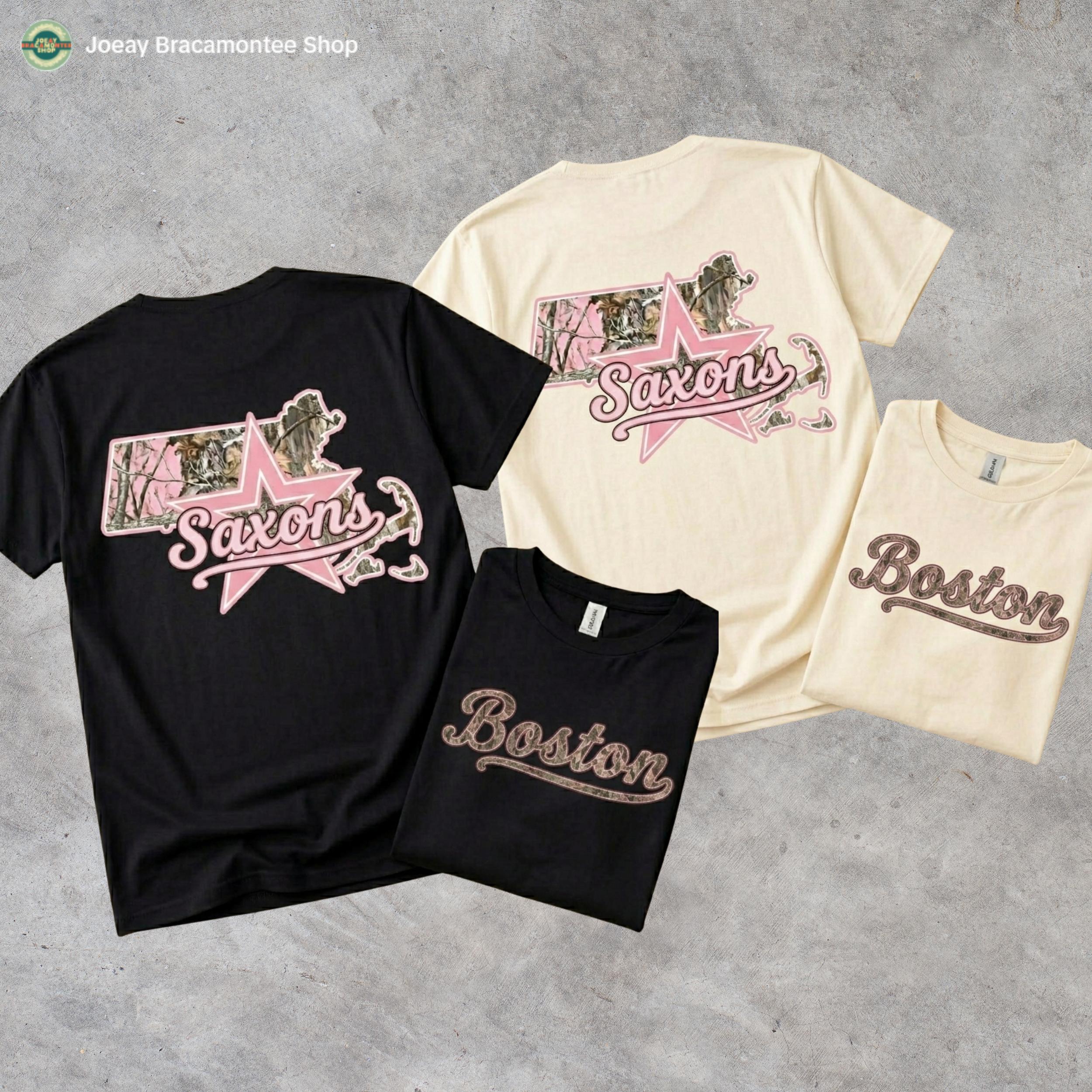 B-M Graphic Shirt Vintage Coquette Camo Saxons Tee, Retro Pink Camouflage Gameday Top, Camo Design, Menswear Streetwear Casual T-Shirt Crewneck