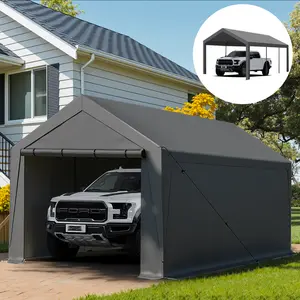 【TWO USES】Carport,10x20ft Heavy Duty Car Port,Portable Garage with Removable Sidewalls & Doors,Car Canopy with All-Season Tarp for Car Boat Truck Party