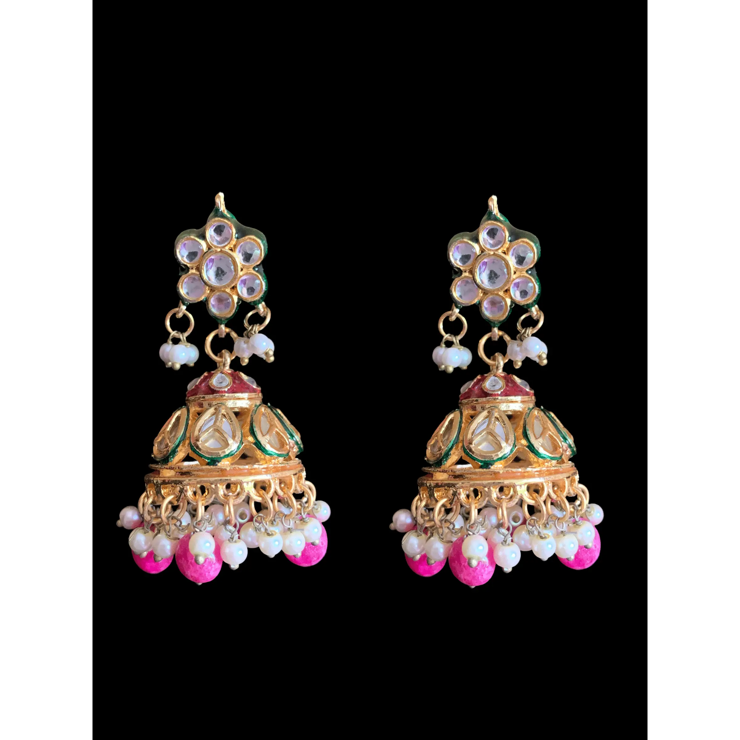 Kundan jhumka earrings with meenakari ( READY TO SHIP )