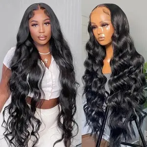 QTHAIR 5x8 Body Wave Glueless Human Hair Wig Natural Black 180% Density 5x5 Pre-Cut HD Lace Closure Wear and Go Wig for Beginners