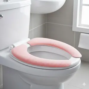 Waterproof Anti-Slip Toilet Seat Cover, Self-Adhesive Mold-Resistant Bathroom Mat, Thick Cushioned Warm Toilet Seat Cover, Washable Easy-Clean Toilet Pad, Removable Installation for Rentals and Dorms, Toilet Seat Protector, Home Goods