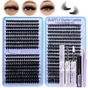 D-Curl Eyelash Extension Set, 666pcs 60+80+100 Cluster Eyelash Extension Set, 10-18 mm Individual Cluster Eyelash Extension Set with Eyelash Bond and Seal, Eyelash Remover, Tweezers, Eyelash Tools, Curl Lashes, Lash Cluster Kit, Makeup