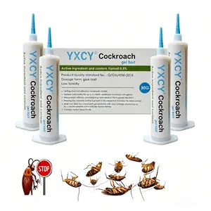 YXCY Cockroach Gel Bait, 4 Tubes x 30-Grams, 1 Plunger and 2 Tips, German Roach InsYXCY Control, Indoor and Outdoor Use, Roach Killer Gel for American, German and Other Major Cockroach Species
