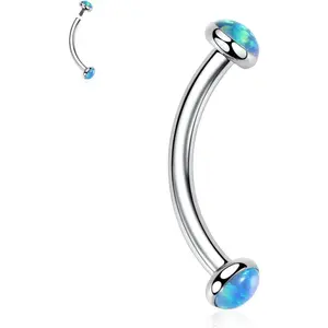 Eyebrow Jewelry 16g G23 Titanium Eyebrow Piercing Jewelry Curved Barbell 16g Belly Button Ring 6mm-12mm Cartilage Earring Labret Stud 16g Belly Rings Eyebrow Piercings Opal Bridge Jewelry