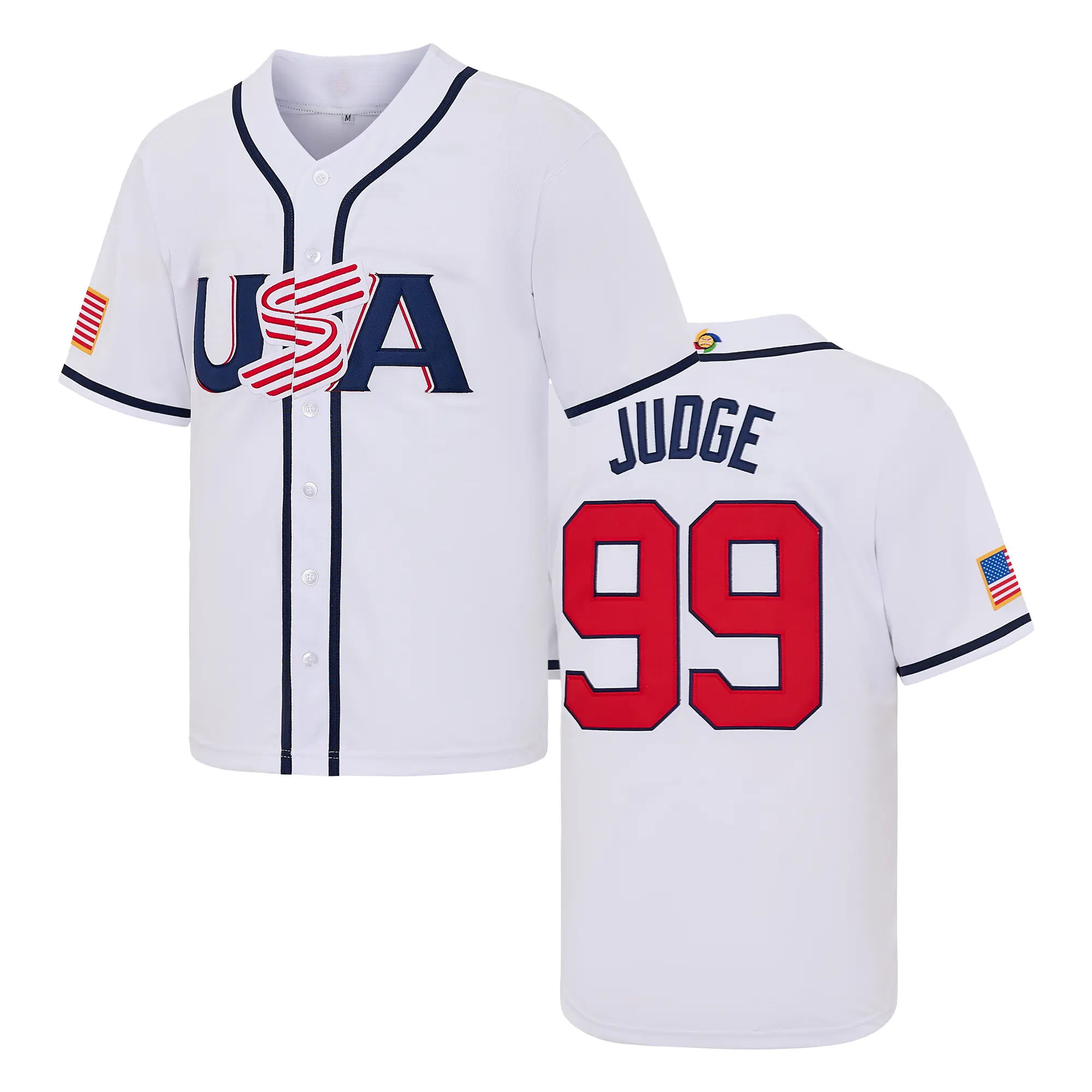 Men's USA Aaron Judge #99  Derek Jeter #2 Crow-Armstrong #4 Baseball Jersey, Exquisite Full Embroidery Jersey, WBC World Classic National Team Fan Apparel, Game Day Casual Sports Shirt