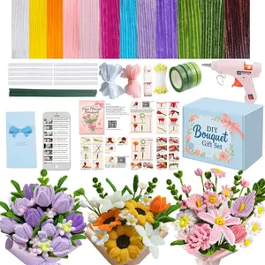1200 count Pipe Cleaner Crafts Flower Kit with Glue  & Video Tutorial - 8mm  Shed-Free Chenille Stems DIY Bouquet  for Women,Teens,Teachers -   Bonding Time(Rainbow)
