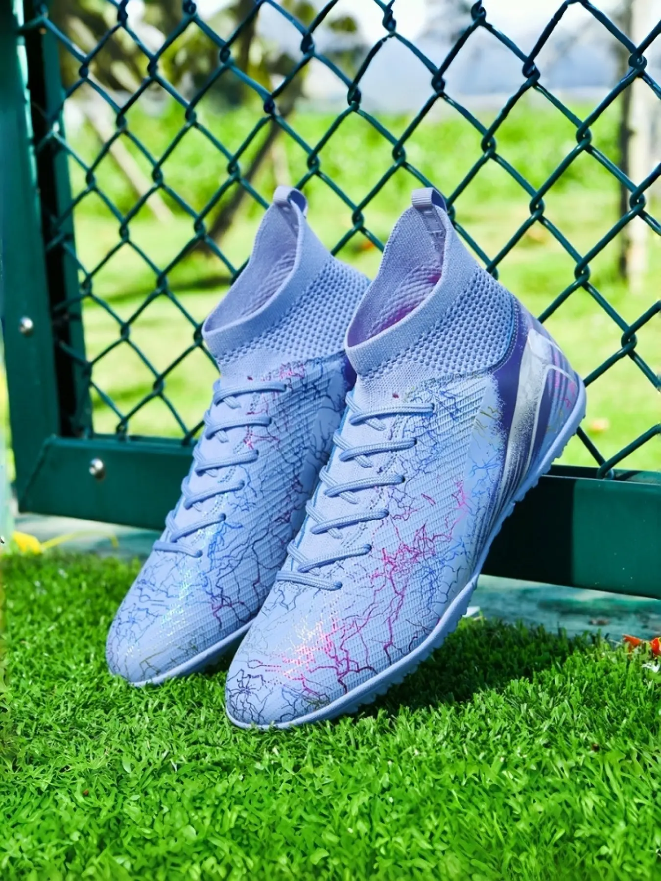 1 Pair Couples Turf Soccer Cleats | Tech Sport Style | Durable Rubber Sole + Cushioned Lining | For Amateur Leagues / Futsal Courts / Streetwear Turf Shoes