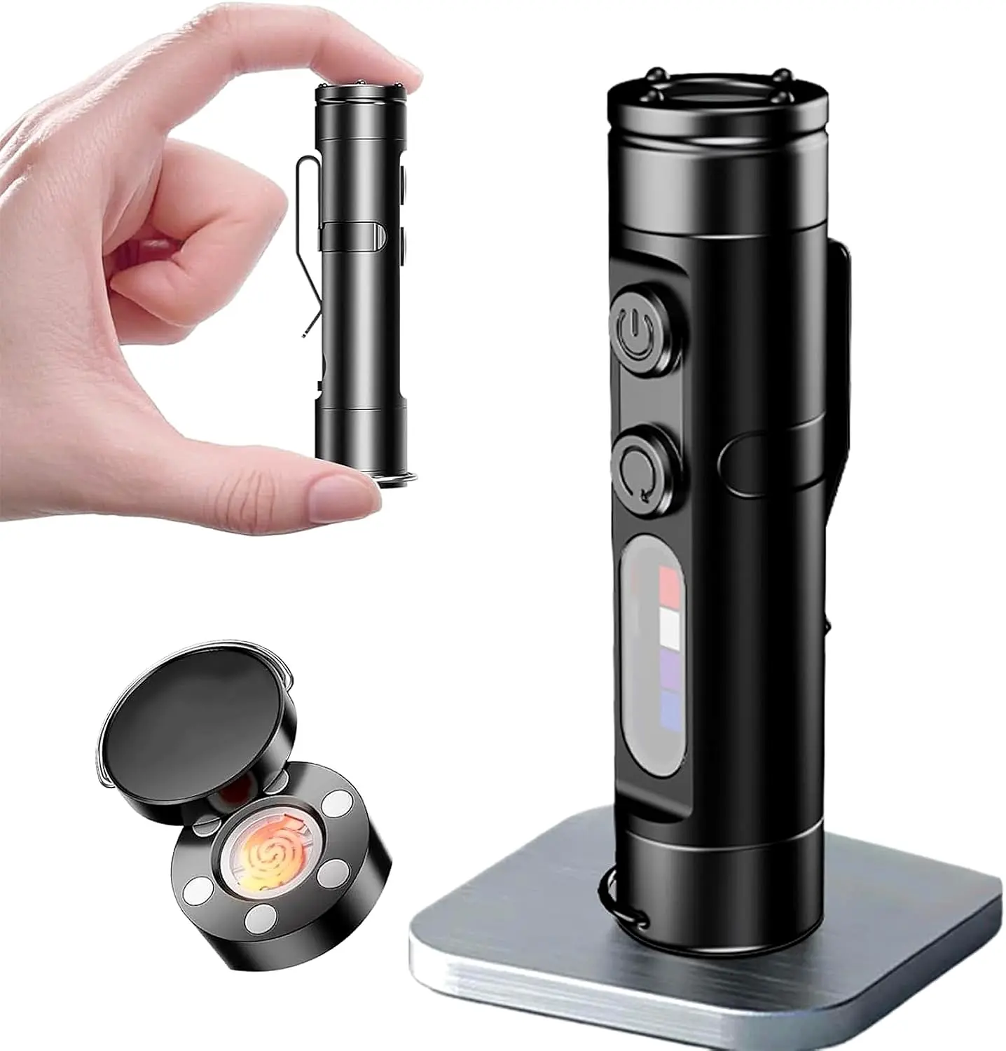 2026 500-Lumen Rechargeable Mini EDC Keychain Flashlight with Window Breaker & Three-Color Side Lights