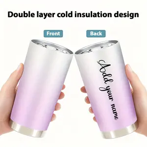 1pc of a Customizable Gradient 20Oz Tumbler, Featuring Your Name Or Text Printed on It. This Stainless Steel Vacuum Insulated Cup Comes with a Leak-Proof Lid And Fits Most Car Cup HoldersCustom Name – Leave your name at checkout (No name = blank version)