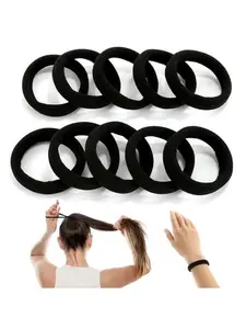 1 PCS Large Black Hair Ties for Women and Girls - High Stretching, Thick Seamless Cotton, No Damage Elastics (2 Inch Diameter)