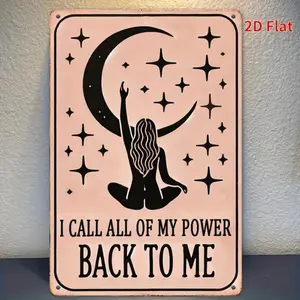 SelfDiscovery Theme 2D Flat Iron Decorative Sign with Crescent Moon and Stars Inspirational Wall Art for Home and Yoga Studio