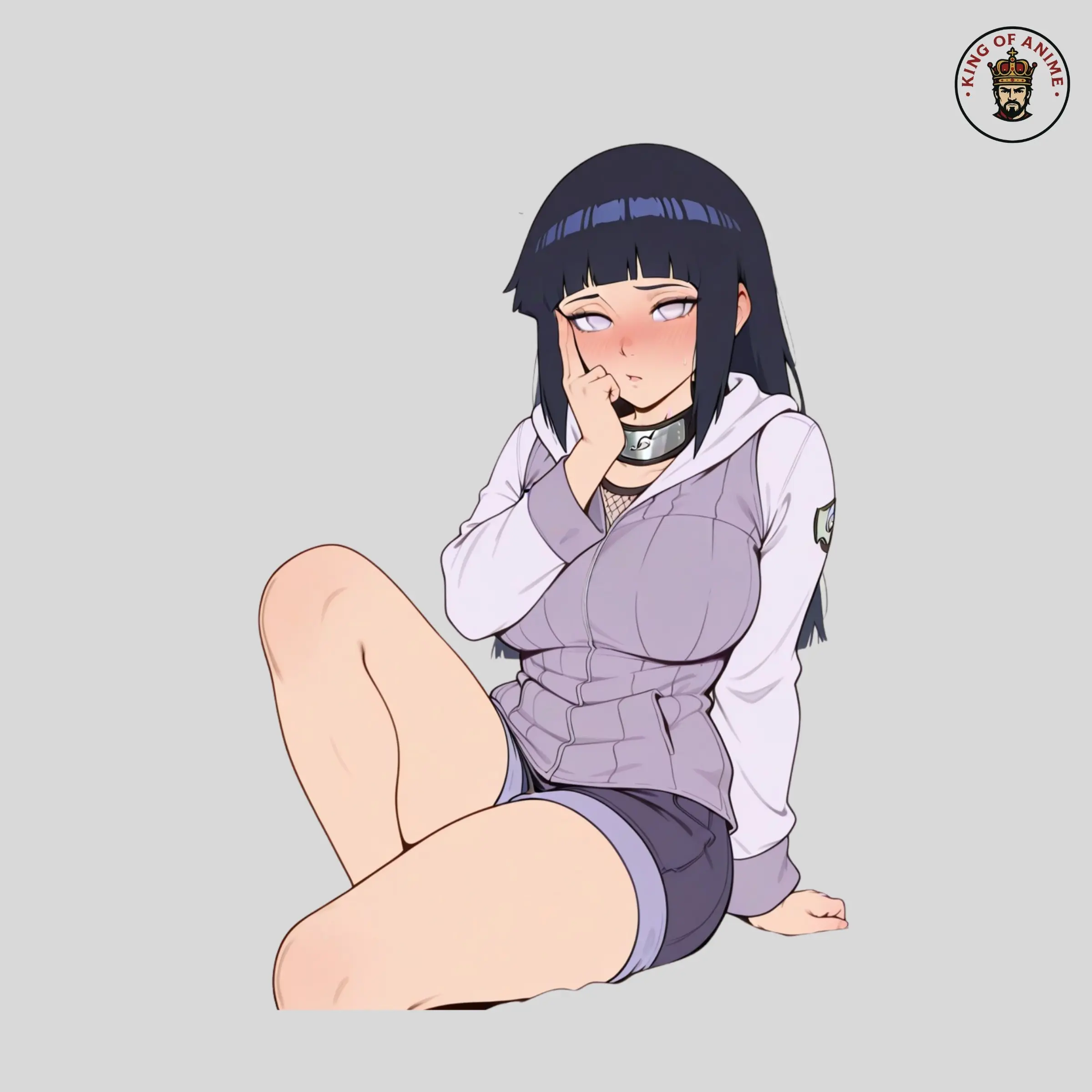 Shy Hinata Hoodie Sticker, Dark Hair Cute Aesthetic Vinyl Decal for Laptop, Water Bottle, Phone Case Decor