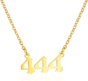 Stainless Steel Angel Number Necklace 111 222 333 444 555 666 777 888 999 Stainless Steel Pendants Necklace Chain Numerology Jewelry