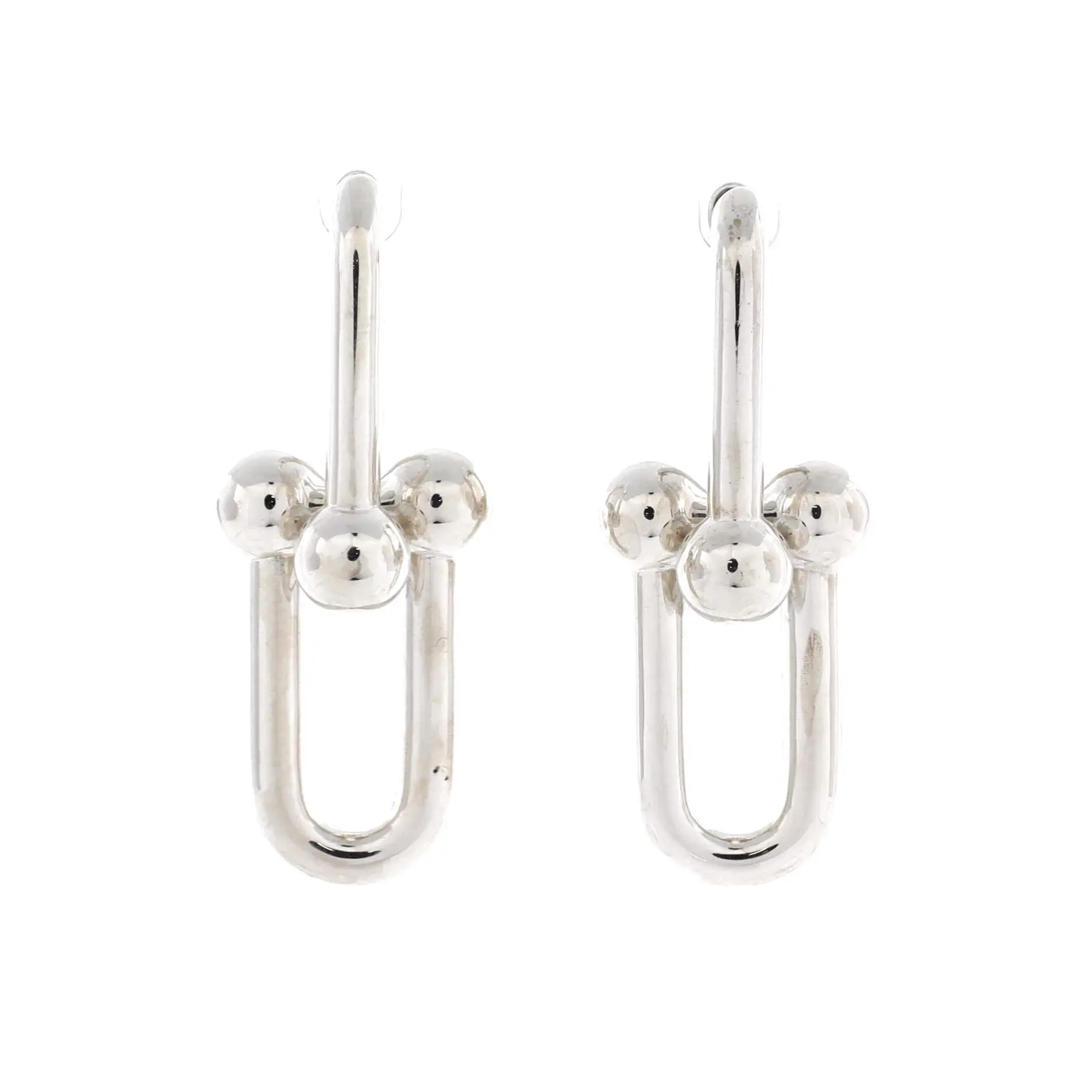 Pre-owned Tiffany & Co. Hardwear Link Earrings Sterling Silver XL by Rebag