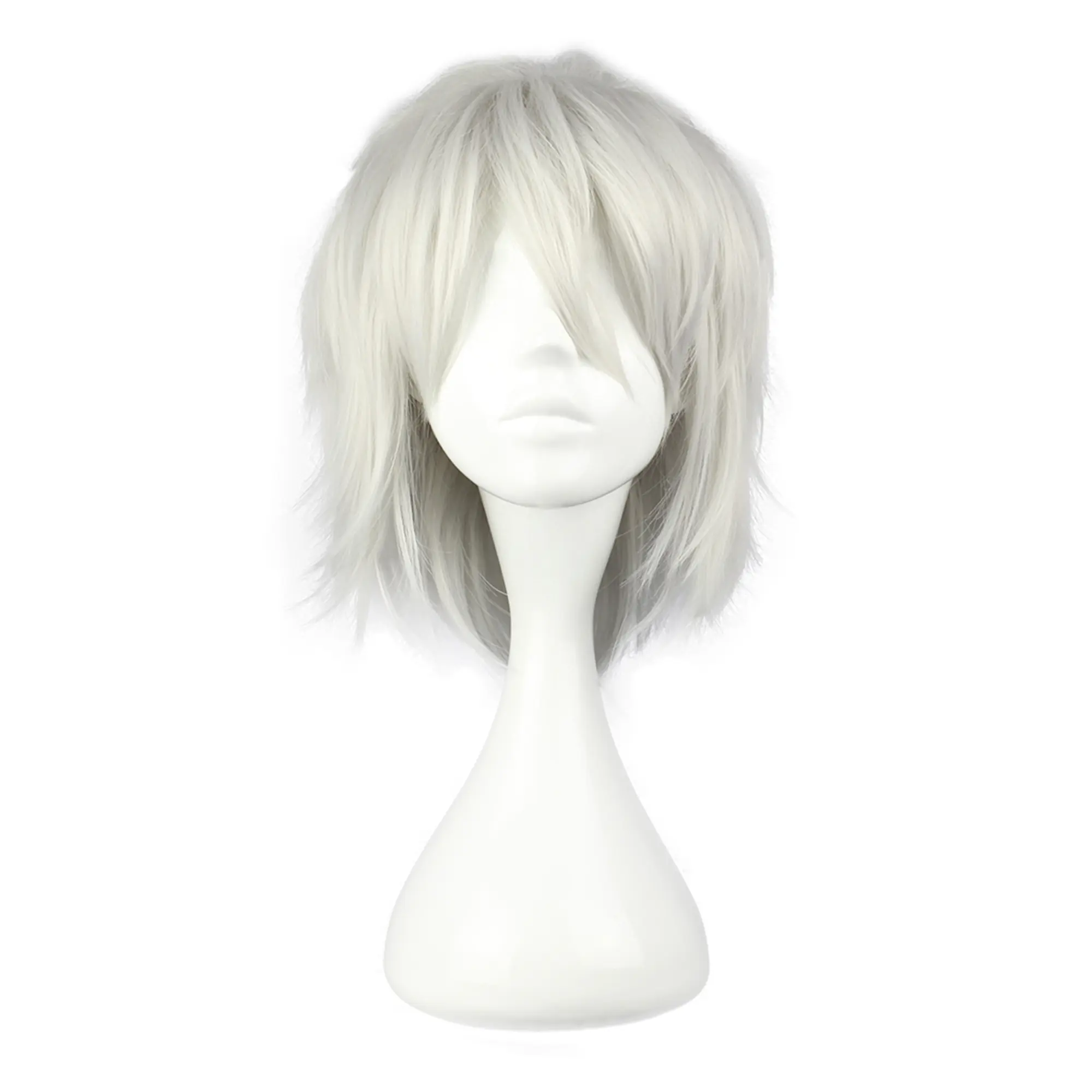 Unique Bargains Wigs for Women, 14" Wigs with Wig Cap Silver Tone Grey