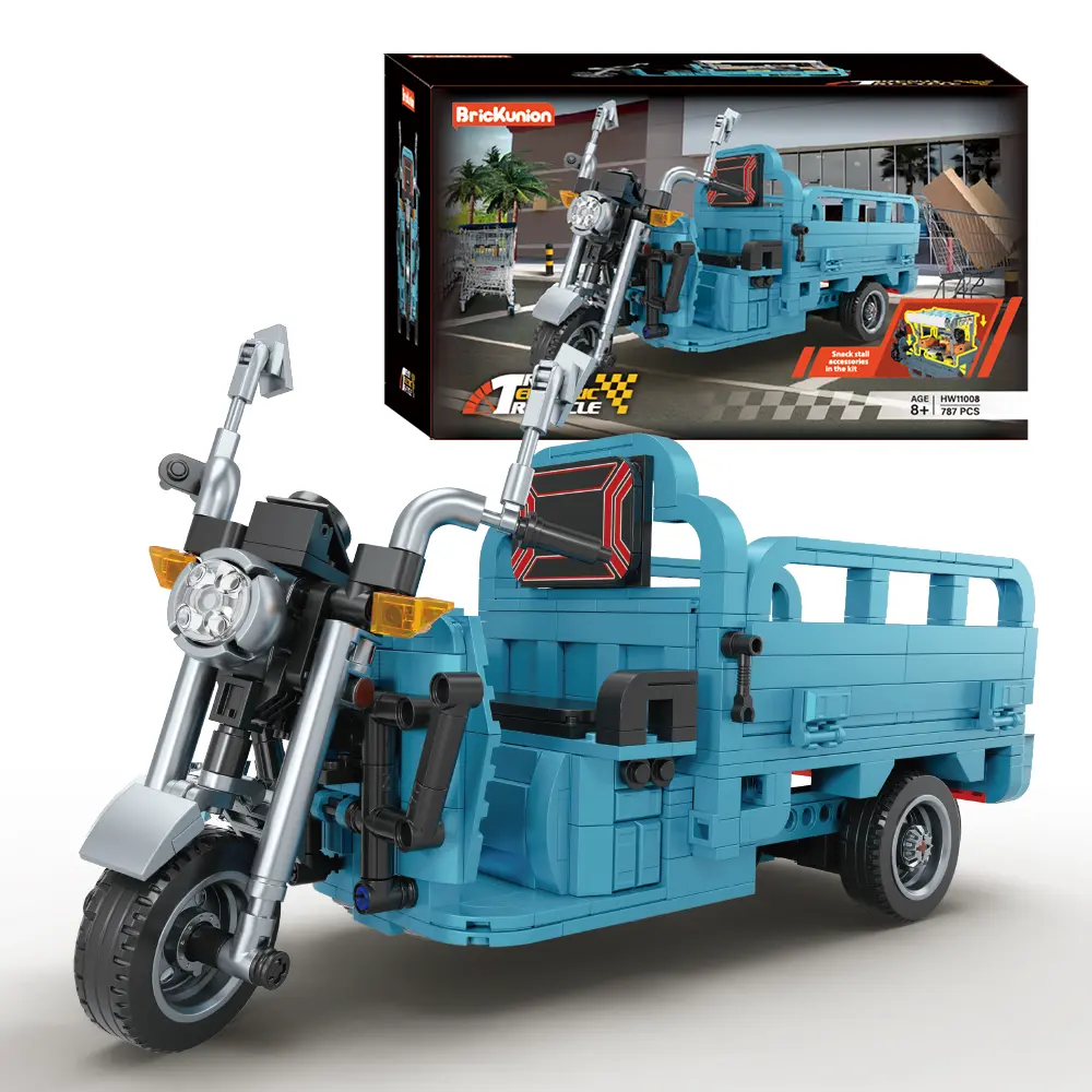 Model Car Building Blocks 787pcs Creative Sanbengzi Erector Set Building Toys Motor Tricycle DIY Stem Projects Gifts For Model Tricycle Motorcycle Fans
