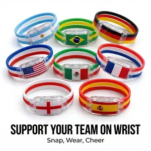 2026 Soccer Fan Gear LED Light Up National Flag Bracelet Glow in the Dark Silicone Wristband Game Day Watch Party Favors Sports Team Pride Accessory