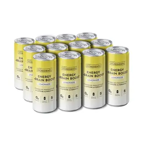 Just Ingredients Energy + Brain Boost Lemonade - 12 Pack, Fast-Acting Energy with Paraxanthine, No Added Sugar, BPA-Free Cans