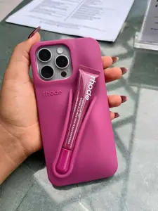 RHODE Silicone Phone Case with Lip Treatment Holder for iPhone 11–17 Pro Max – Soft, Minimalist, Premium Design